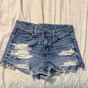 American Eagle Outfitters Light Blue Ripped Mom Shorts